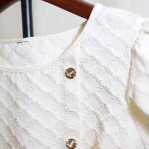 Cream Textured Puff Sleeve Blouse